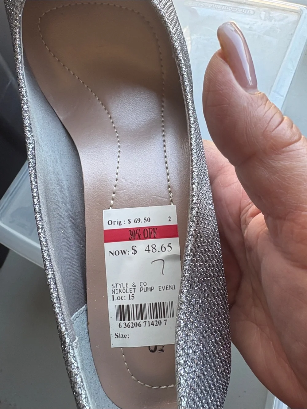 Style & Co. Silver Glitter Mid-Heel Pump
